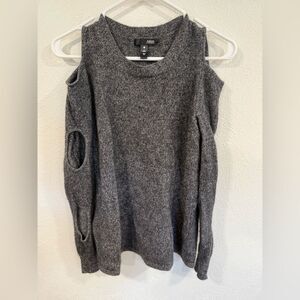 Aqua Gray Cashmere Circle Arm Cut Out Cold Shoulder Sweater Size Small EUC